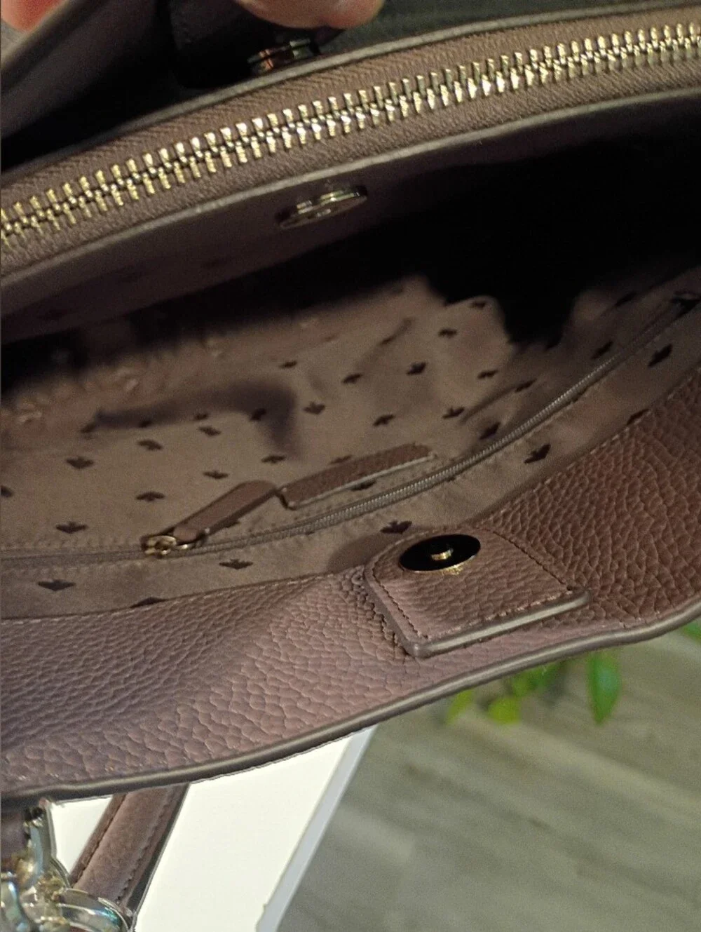 kate spade Taupe and Brown Tote with Snake-Print Trim